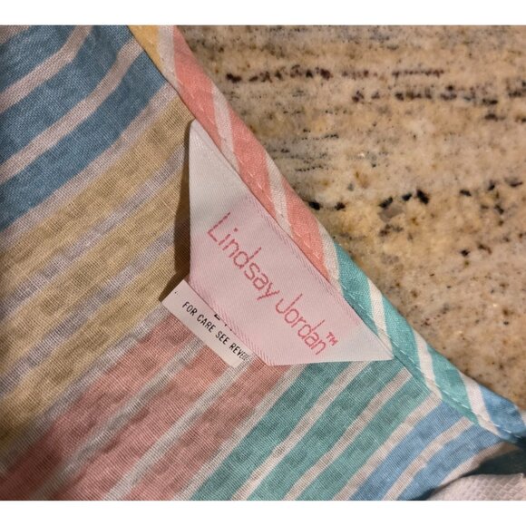 Vtg Lindsay Jordan Pastel Zip up House Coat Robe Sz 24W Button Candy Look Pocket - Picture 10 of 15